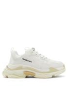 Mens Shoes Balenciaga - Triple S Leather And Mesh Trainers - Mens - White