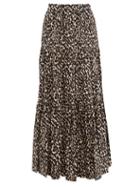 Matchesfashion.com La Doublej - Tiered Leopard Print Cotton Maxi Skirt - Womens - Leopard