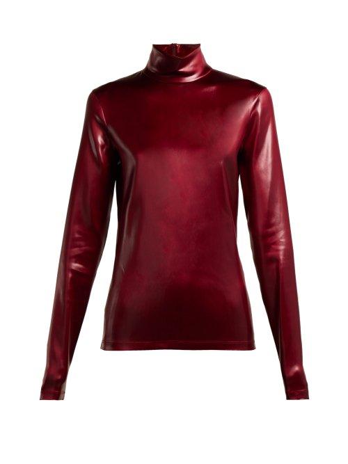 Matchesfashion.com Givenchy - High Neck Coated Satin Top - Womens - Burgundy