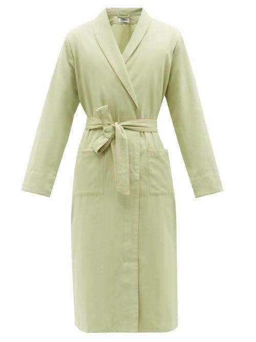 P. Le Moult - Piped Herringbone Cotton Bathrobe - Mens - Khaki