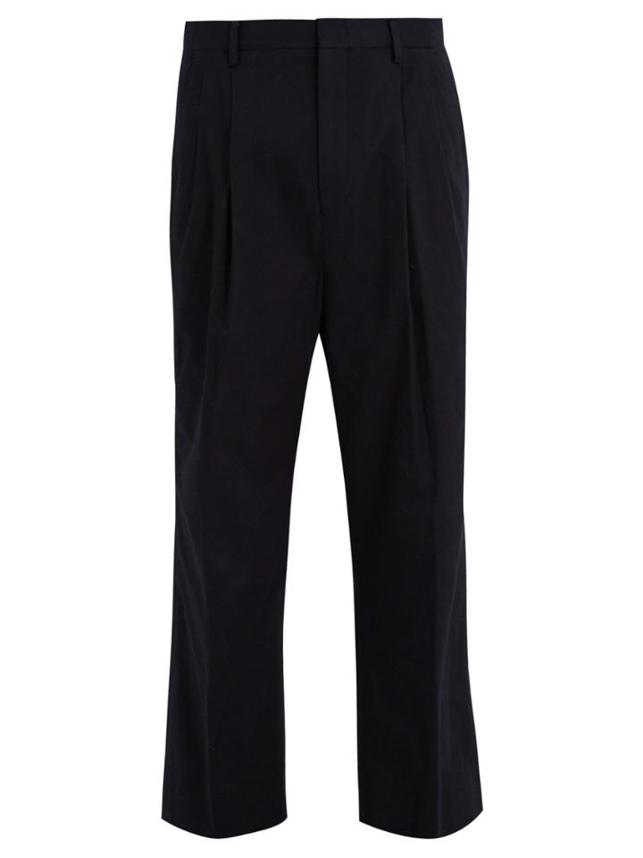 Wooyoungmi Pleated-front Wide-leg Stretch-cotton Trousers