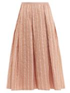 Matchesfashion.com Thierry Colson - Odette Striped Midi Skirt - Womens - Pink