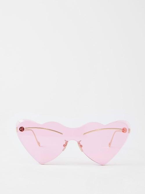 Loewe X Paulas Ibiza - Heart Metal Sunglasses - Womens - Pink Gold