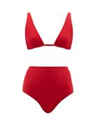 Matchesfashion.com Adriana Degreas - Triangle High Rise Bikini - Womens - Red
