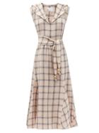 Ladies Beachwear Lisa Marie Fernandez - Marguerite Belted Check Linen Dress - Womens - Pink