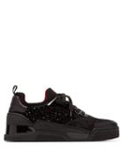 Matchesfashion.com Christian Louboutin - Aurelien Glittered Velvet And Suede Trainers - Mens - Black
