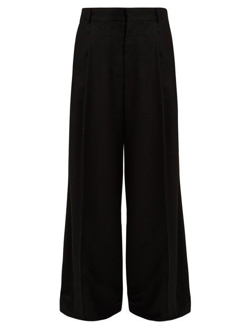 Matchesfashion.com Raey - Wide Leg Wool Tux Trousers - Womens - Black