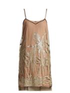No. 21 Glitter-embellished Palm Tree Tulle Slip Dress