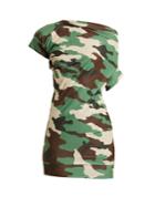 Junya Watanabe Ruched-detail Camouflage-print Jersey Top