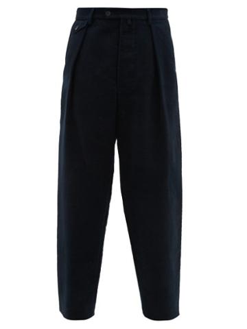 Matchesfashion.com Giorgio Armani - Pleated Cotton Velveteen Trousers - Mens - Blue