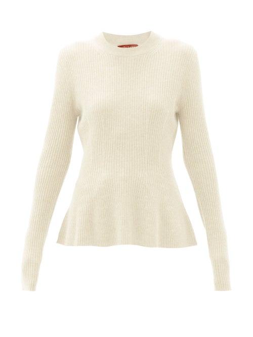 Matchesfashion.com Altuzarra - Frankie Flared Ribbed Cashmere Sweater - Womens - Ivory