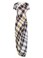 Stella Mccartney Draped-hem Checked-print Maxi Dress