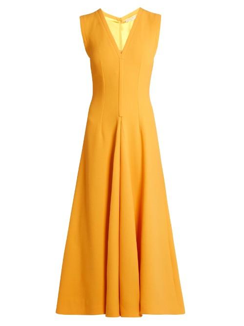 Emilia Wickstead Suki V-neck Sleeveless Wool Midi Dress