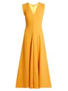 Emilia Wickstead Suki V-neck Sleeveless Wool Midi Dress