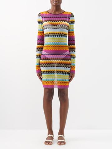 Missoni - Zigzag-print Sheer-jersey Dress - Womens - Multi