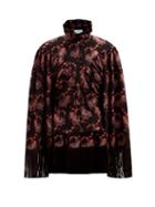 Matchesfashion.com Paco Rabanne - Cape-back Fringed Paisley-embroidered Twill Top - Womens - Black Print