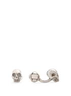 Matchesfashion.com Alexander Mcqueen - Swarovski Crystal Embellished Skull Cufflinks - Mens - Silver
