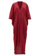Matchesfashion.com Thea - The Teodora Dolman-sleeve Silk-satin Maxi Dress - Womens - Red