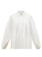 Matchesfashion.com Gabriela Hearst - Carmen Shirred Panel Gauze Blouse - Womens - Ivory