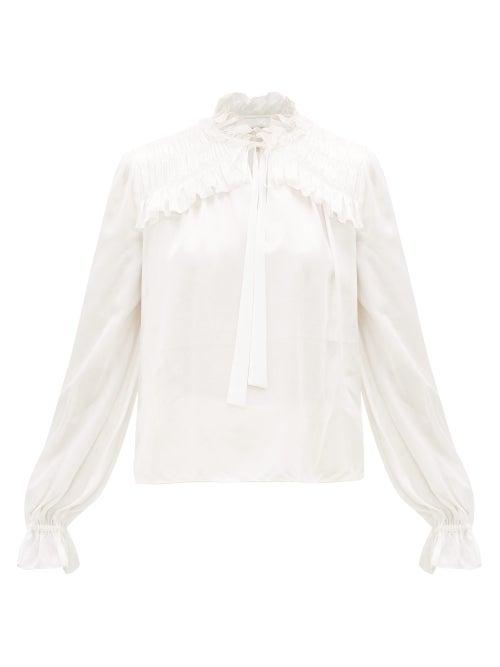 Matchesfashion.com Temperley London - Birdie Balloon-sleeve Satin Blouse - Womens - White