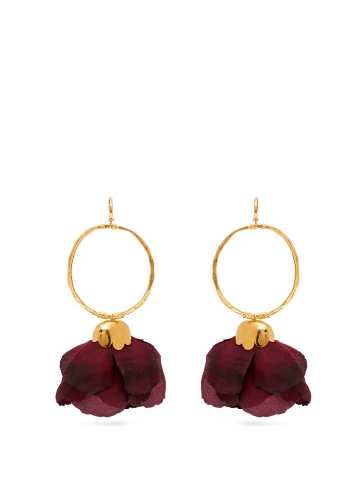 Elise Tsikis Natura Silk-flower Gold-plated Brass Hoop Earrings