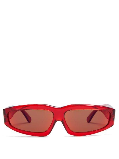 Matchesfashion.com Marques'almeida - Transparent Rectangle Frame Acetate Sunglasses - Womens - Red