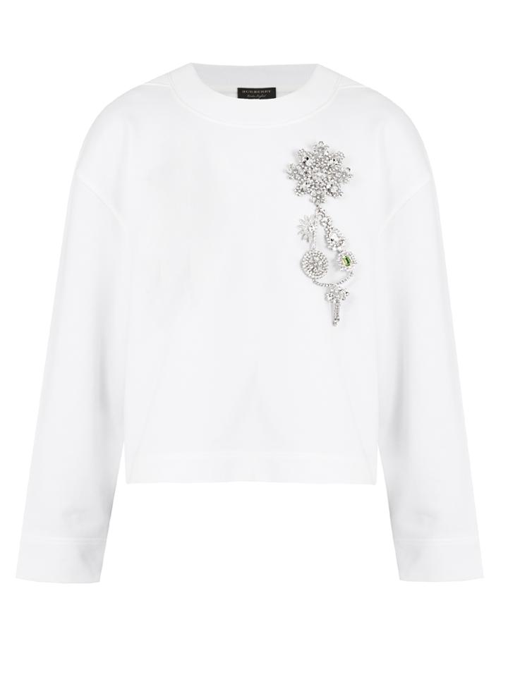 Burberry Crystal-embellished Crew-neck Cotton Sweatshirt