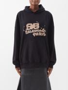 Balenciaga - Bb-logo Distressed Cotton-jersey Hoodie - Womens - Black Multi