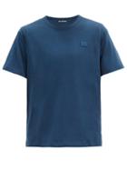 Matchesfashion.com Acne Studios - Nash Face Logo-appliqu Organic-cotton T-shirt - Mens - Dark Blue