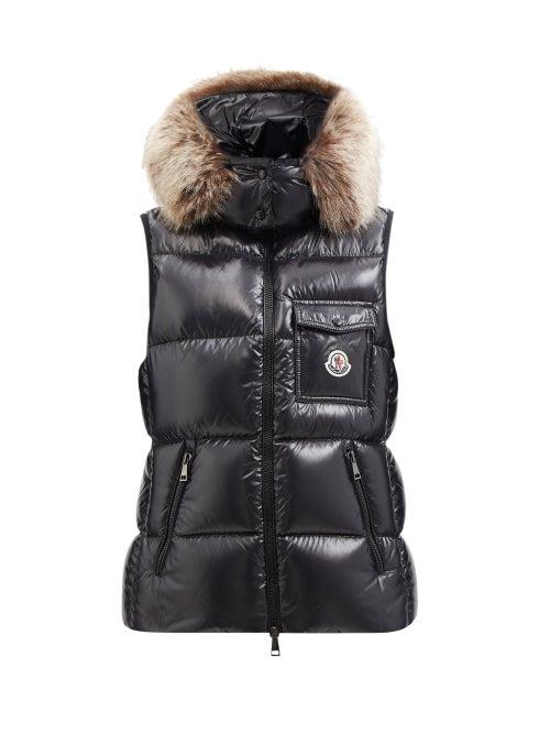 Moncler - Balabio Faux-fur Hooded Quilted Down Gilet - Womens - Black