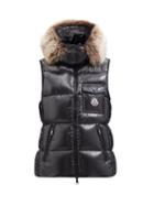 Moncler - Balabio Faux-fur Hooded Quilted Down Gilet - Womens - Black