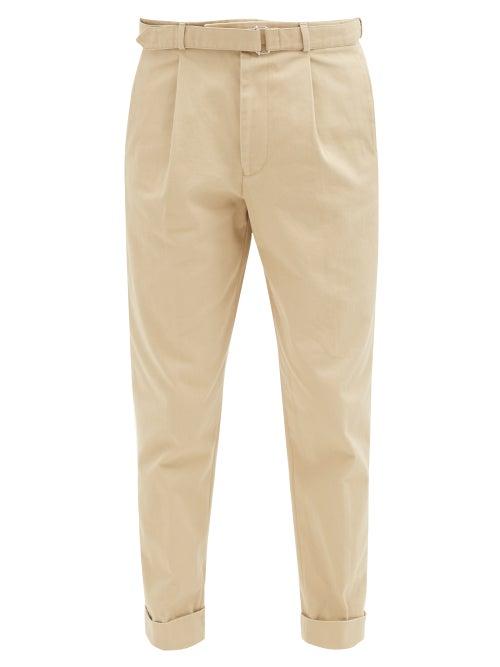 Officine Gnrale - Hugo Belted Organic Cotton-twill Trousers - Mens - Beige