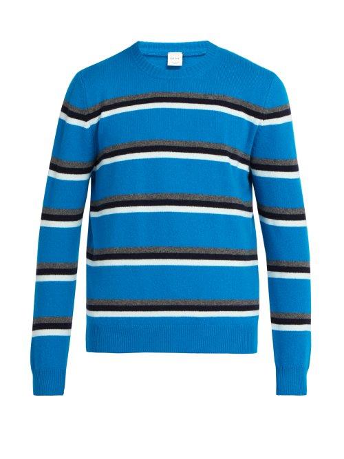 Matchesfashion.com Paul Smith - Stripe Crew Neck Wool Sweater - Mens - Blue Multi