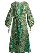 Matchesfashion.com D'ascoli - Toscana Floral Print Silk Dress - Womens - Green Multi