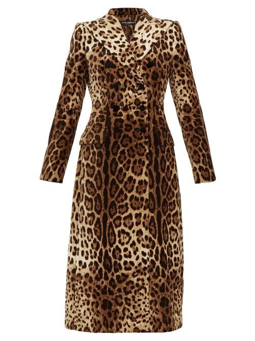 Matchesfashion.com Dolce & Gabbana - Double Breasted Leopard Print Velvet Coat - Womens - Leopard