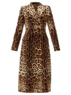 Matchesfashion.com Dolce & Gabbana - Double Breasted Leopard Print Velvet Coat - Womens - Leopard