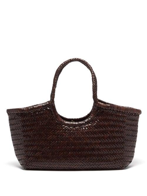 Ladies Bags Dragon Diffusion - Nantucket Large Woven-leather Basket Bag - Womens - Dark Brown