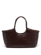 Ladies Bags Dragon Diffusion - Nantucket Large Woven-leather Basket Bag - Womens - Dark Brown