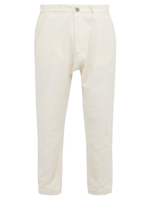 Matchesfashion.com Marrakshi Life - Tapered Leg Cotton Blend Trousers - Mens - Cream