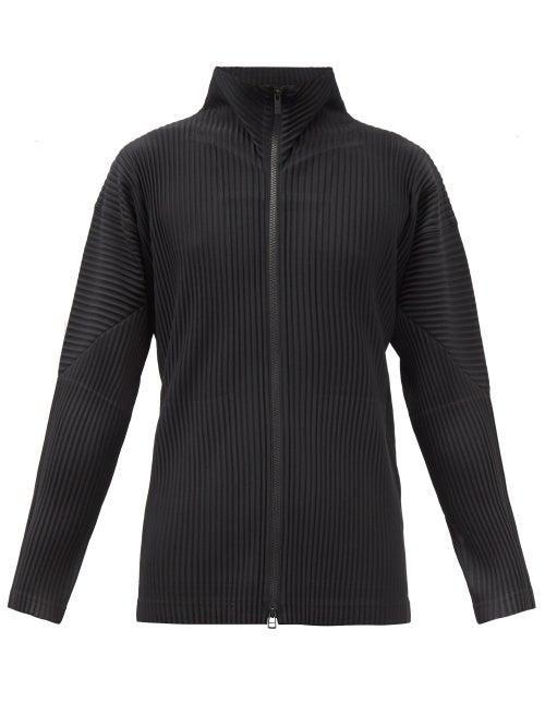 Homme Pliss Issey Miyake - High-neck Technical-pleated Track Top - Mens - Black
