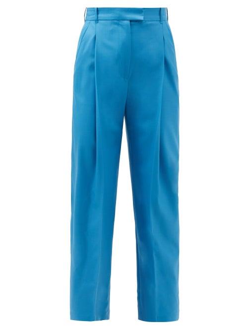 Alexander Mcqueen - High-rise Wool-twill Trousers - Womens - Blue