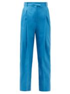 Alexander Mcqueen - High-rise Wool-twill Trousers - Womens - Blue