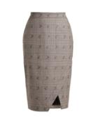 Matchesfashion.com Altuzarra - Wilcox Prince Of Wales Checked Wool Blend Skirt - Womens - Grey Multi
