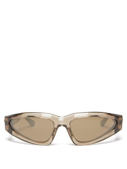 Bottega Veneta - Shield Acetate Sunglasses - Womens - Grey