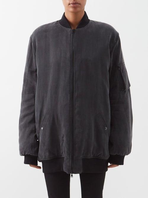 Raey - Oversized Padded Cupro Bomber Jacket - Womens - Black