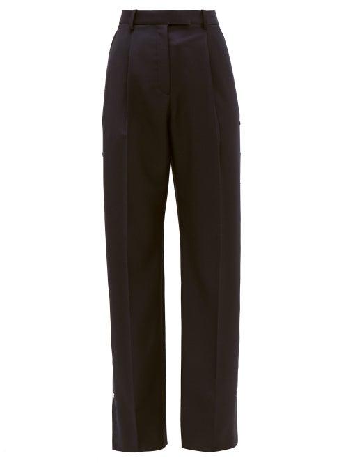 Matchesfashion.com Christopher Kane - Press Stud Wool Twill Trousers - Womens - Navy