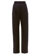 Matchesfashion.com Christopher Kane - Press Stud Wool Twill Trousers - Womens - Navy
