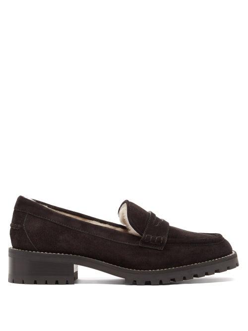Jimmy Choo - Deanna 30 Crystal-embellished Suede Loafers - Womens - Black