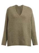 Matchesfashion.com The Row - Angela V Neck Wool Blend Sweater - Womens - Light Green
