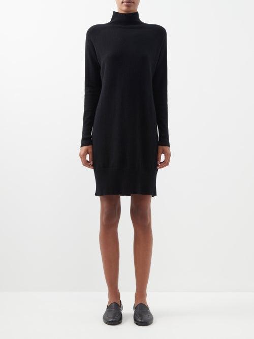 Allude - Cashmere Mock-neck Sweater Dress - Womens - Black